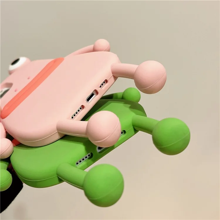 Capa de silicone para iPhone 15 Design de boca de salsicha de sapo fofo à prova de choque - Rosa