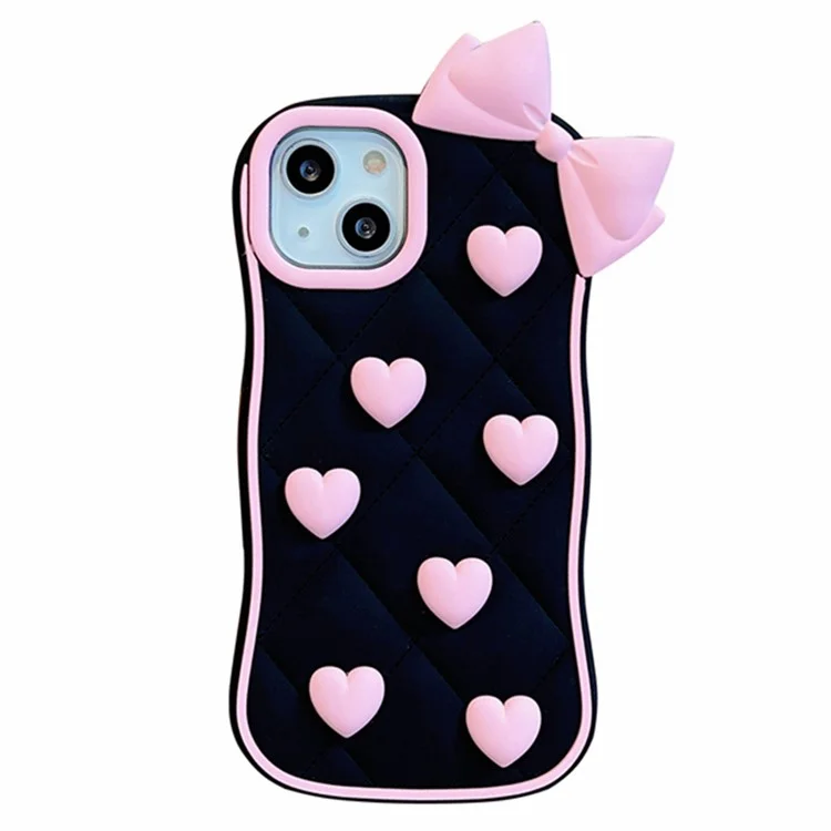 Étui en silicone pour iPhone 15 avec design mignon de nœud papillon, coque arrière antichoc