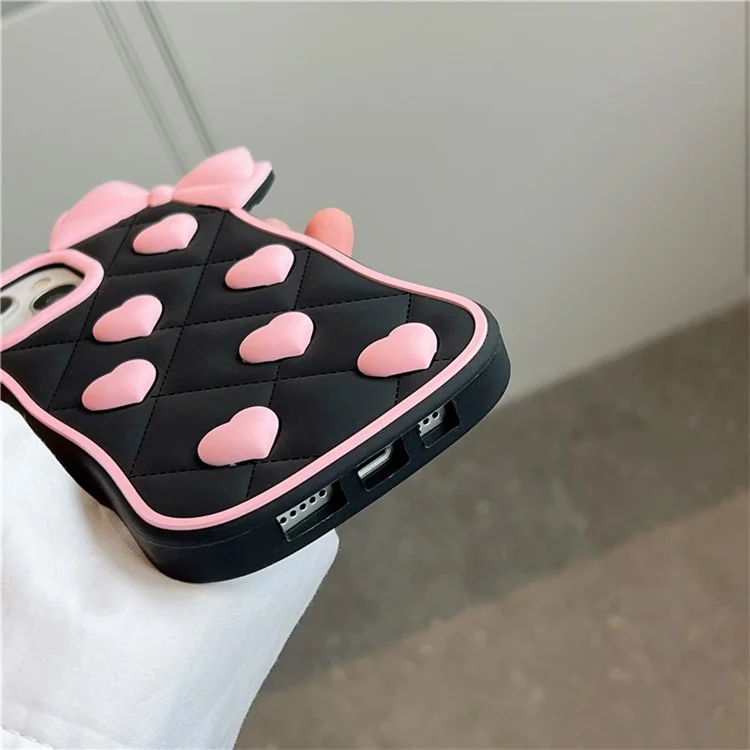 Étui en silicone pour iPhone 15 avec design mignon de nœud papillon, coque arrière antichoc