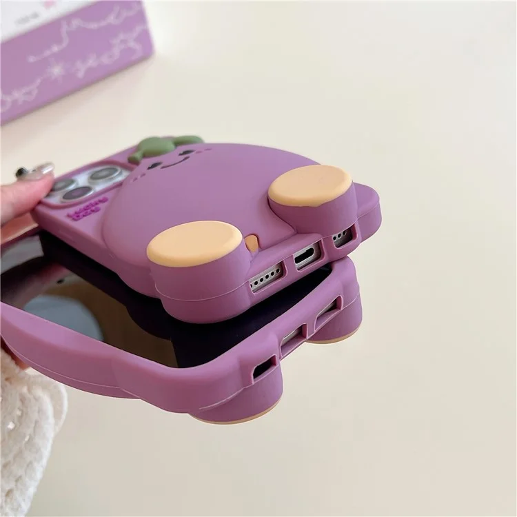 For iPhone 16 Pro Max Silicone Case Cute Eggplant Design Shockproof Phone Back Cover
