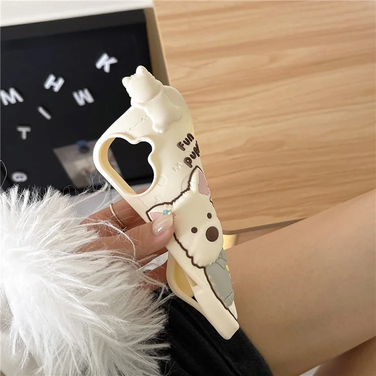 Capa de Silicone para iPhone 16 com Design Fofo de Terrier das Terras Altas, Proteção Antichoque para Celular