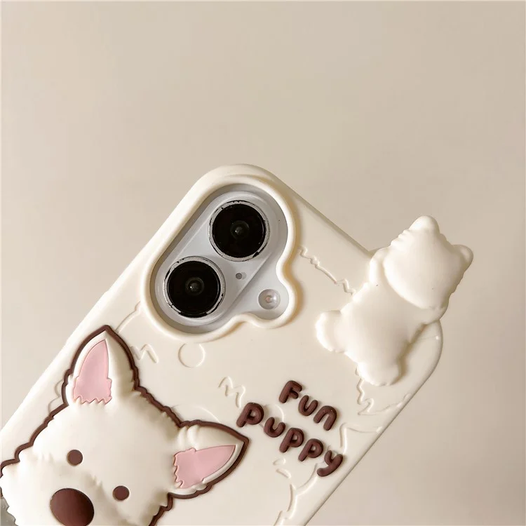 Capa de Silicone para iPhone 16 com Design Fofo de Terrier das Terras Altas, Proteção Antichoque para Celular