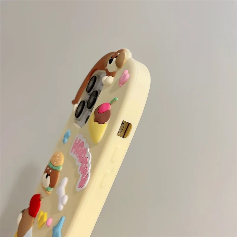 For iPhone 16 Pro Max Silicone Case Cute Skateboarding Dachshund Design Shockproof Phone Back Cover