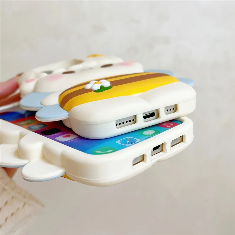 For iPhone 16 Pro Max Silicone Case Bee Sheep Design Shockproof Phone Back Cover
