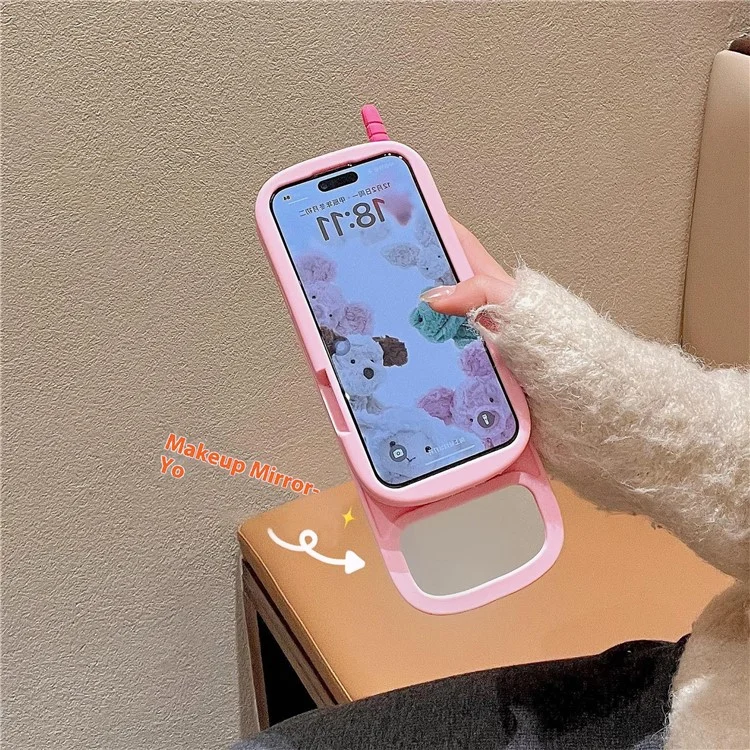 For iPhone 16 Pro Max Silicone Case Sliding Phone Design Shockproof Phone Back Cover with Mirror