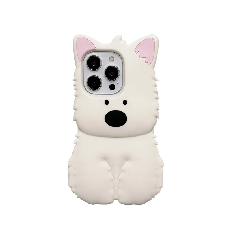 Étui en silicone pour iPhone 16 Pro Max avec design de Terrier des Highlands 3D Housse de protection antichocs pour téléphone