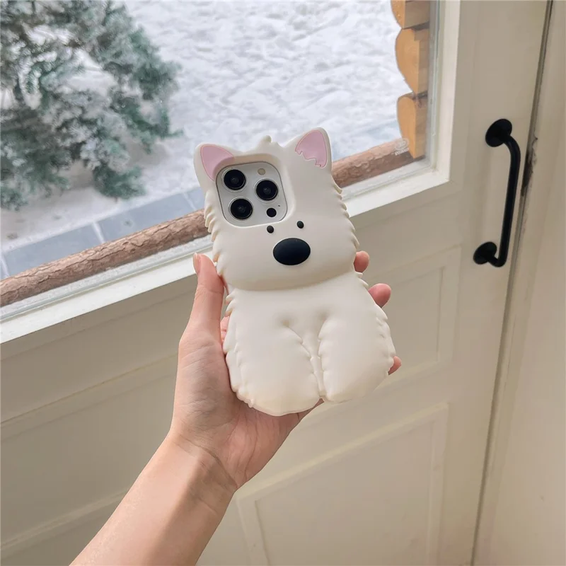 Étui en silicone pour iPhone 16 Pro Max avec design de Terrier des Highlands 3D Housse de protection antichocs pour téléphone