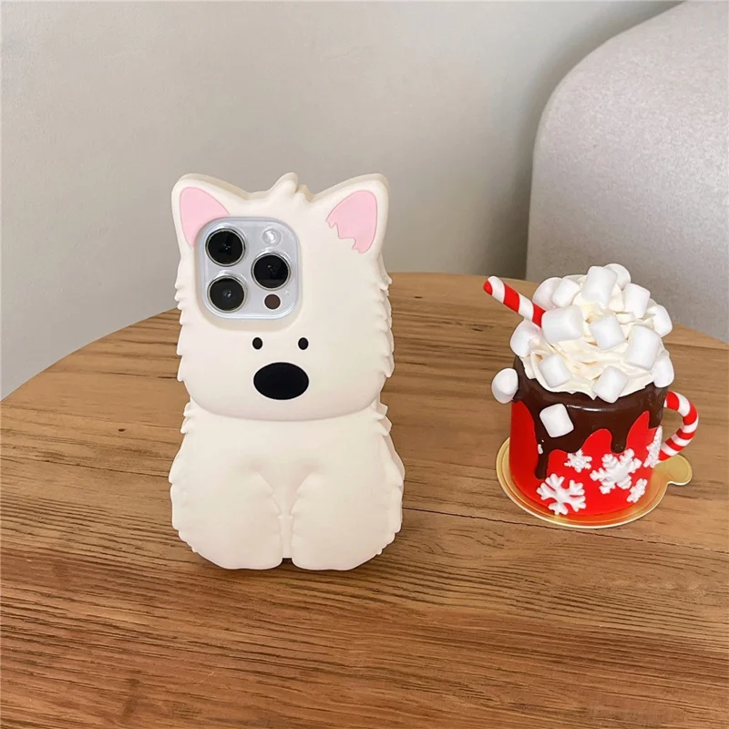 Étui en silicone pour iPhone 16 Pro Max avec design de Terrier des Highlands 3D Housse de protection antichocs pour téléphone