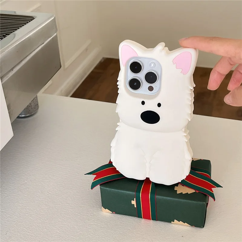 Étui en silicone pour iPhone 16 Pro Max avec design de Terrier des Highlands 3D Housse de protection antichocs pour téléphone