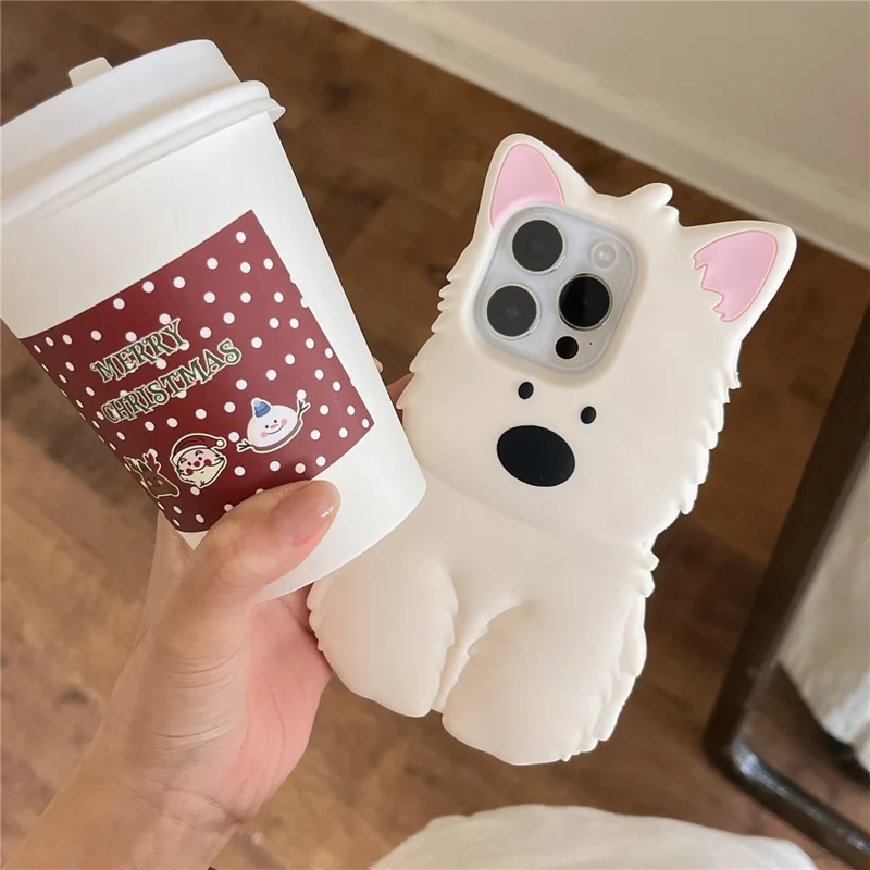 Étui en silicone pour iPhone 16 Pro Max avec design de Terrier des Highlands 3D Housse de protection antichocs pour téléphone