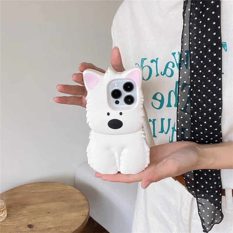 Étui en silicone pour iPhone 16 Pro Max avec design de Terrier des Highlands 3D Housse de protection antichocs pour téléphone