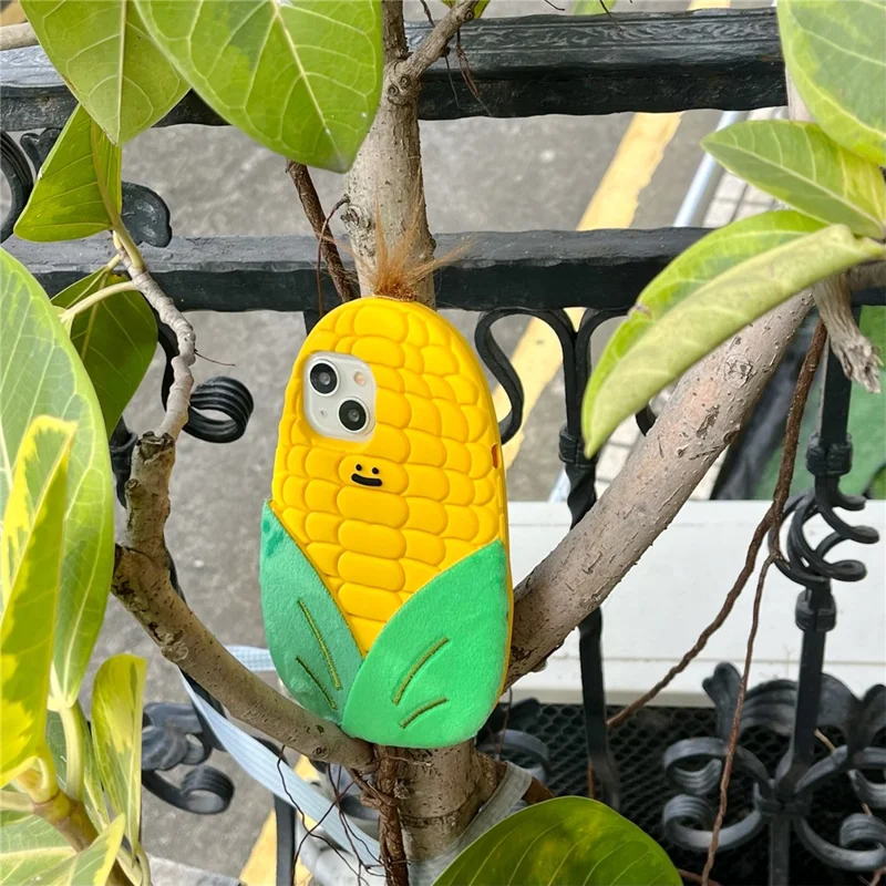 For iPhone 15 Silicone Case Cute 3D Corn Design Shockproof Phone Back Cover