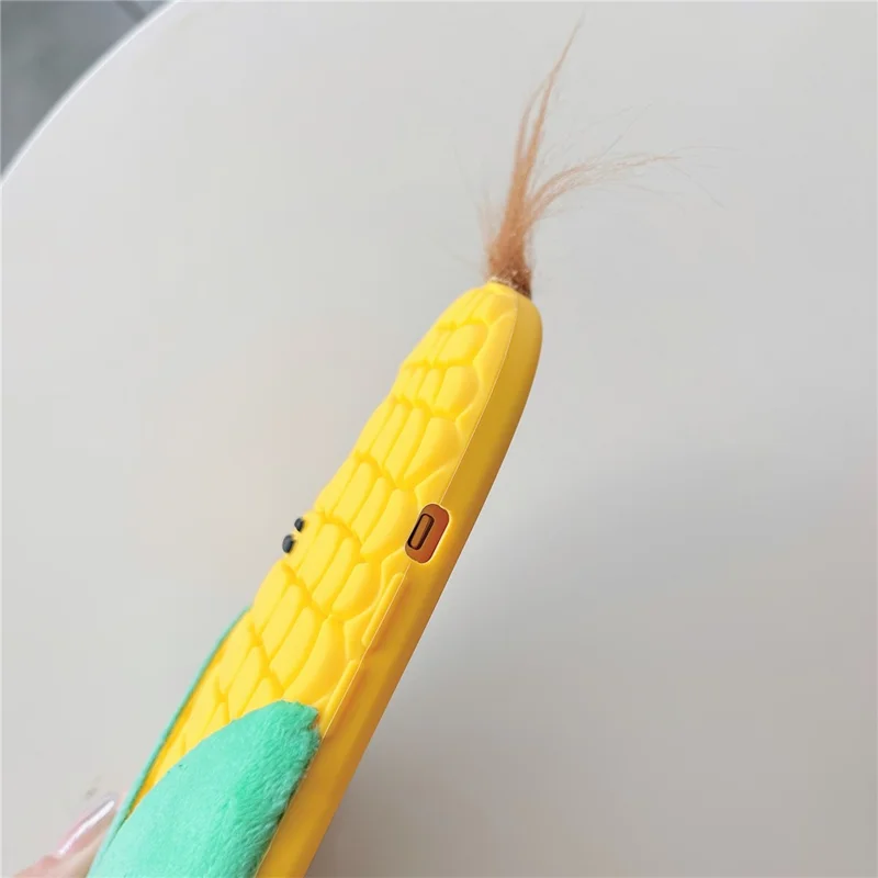 For iPhone 15 Silicone Case Cute 3D Corn Design Shockproof Phone Back Cover