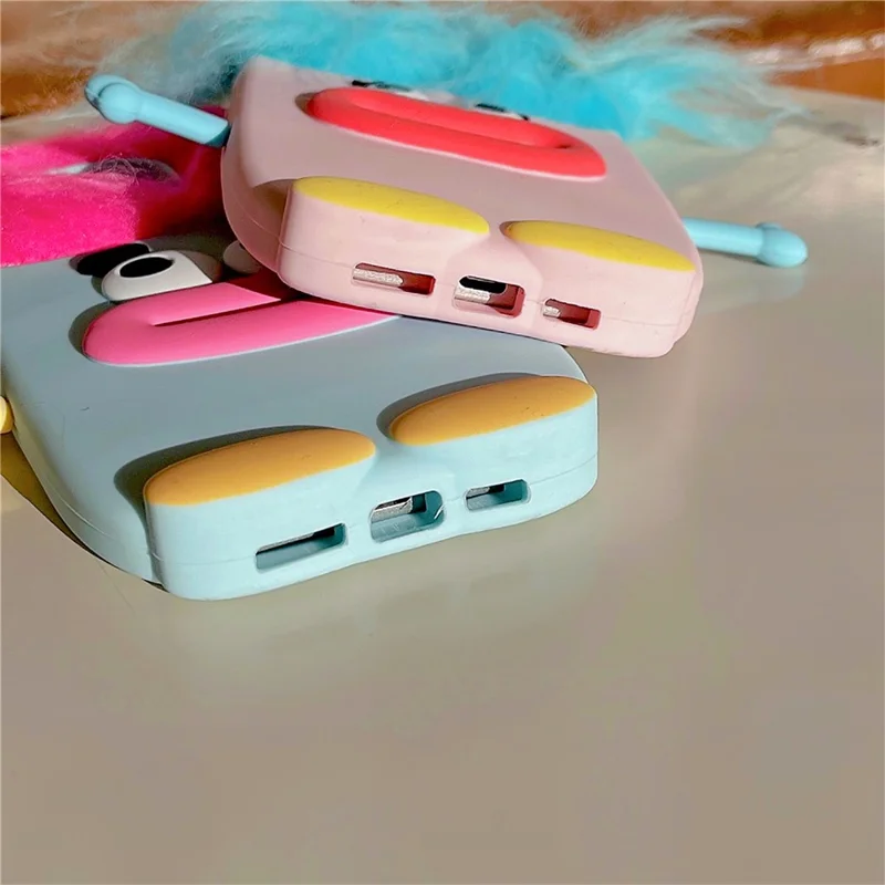 For iPhone 16 Pro Max Silicone Case Cute Hair Expression Design Shockproof Phone Back Cover - Blue Hair