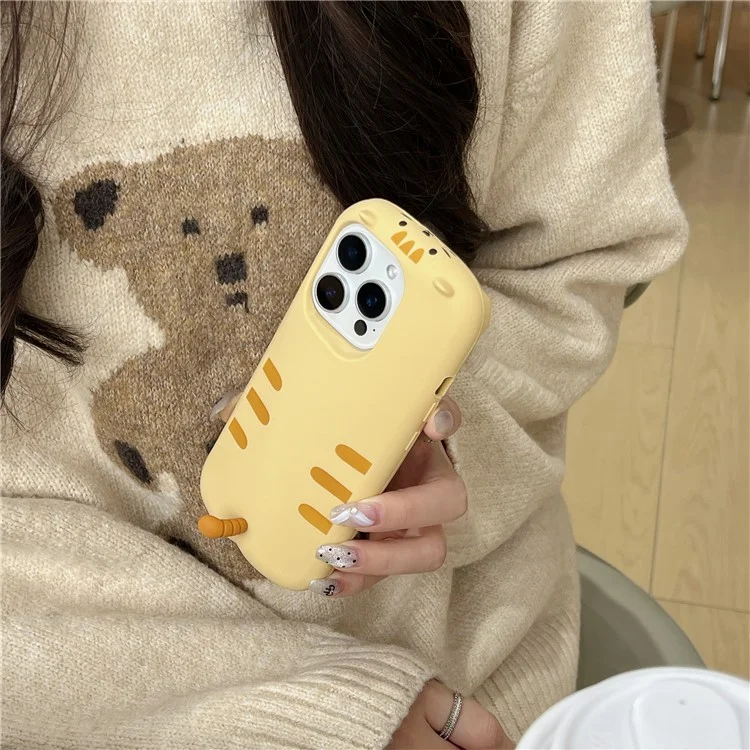 Capa de Silicone para iPhone 16 Pro com Design Fofo de Gato Dormindo, Capa Traseira à Prova de Choque