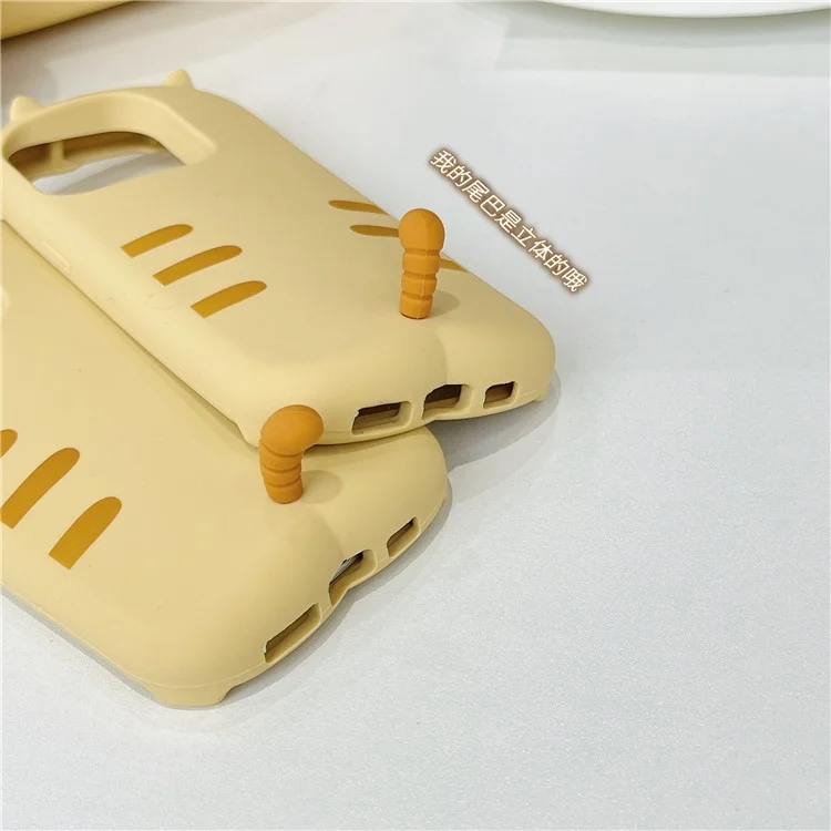 Capa de Silicone para iPhone 16 Pro com Design Fofo de Gato Dormindo, Capa Traseira à Prova de Choque