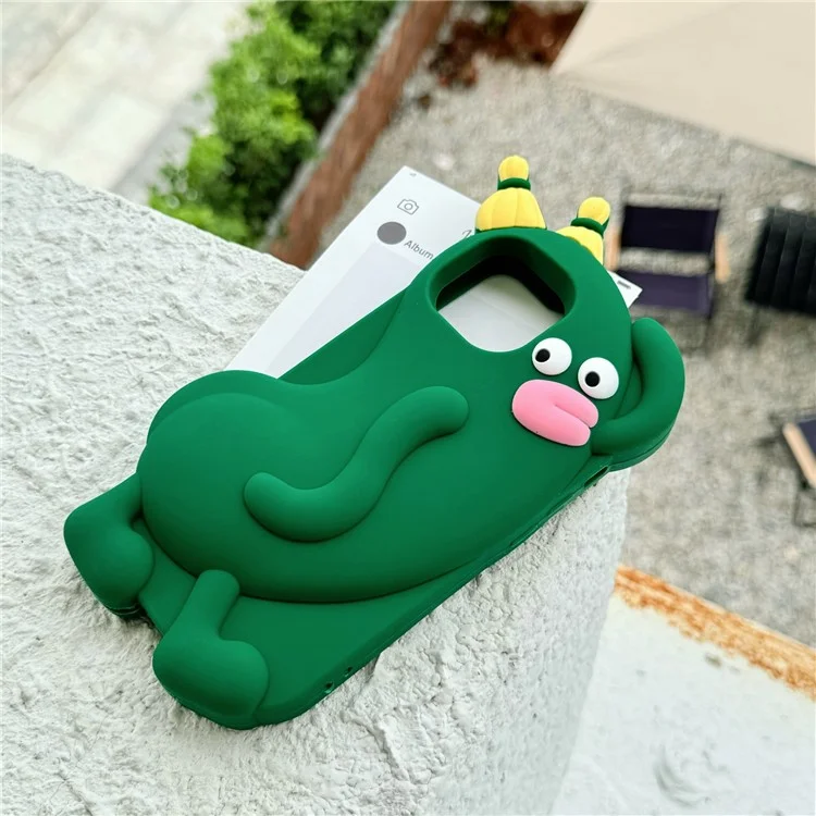 For iPhone 15 Silicone Case Cute Cucumber Sprite Design Shockproof Phone Back Cover