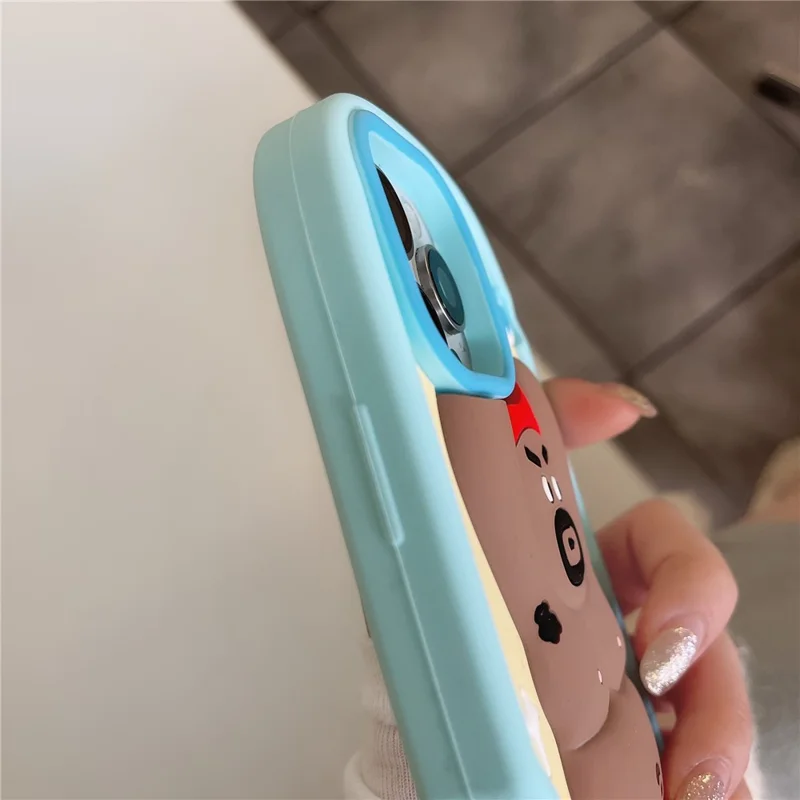 For iPhone 16 Pro Max Silicone Case Cute Hairy Leg Strongman Design Shockproof Phone Back Cover