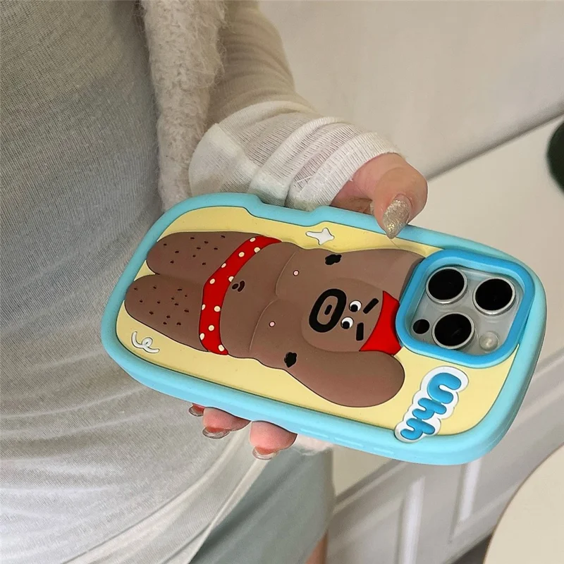 For iPhone 16 Pro Max Silicone Case Cute Hairy Leg Strongman Design Shockproof Phone Back Cover
