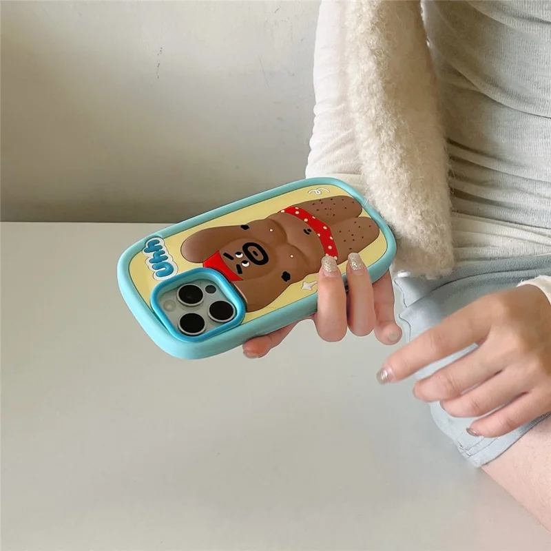For iPhone 16 Pro Max Silicone Case Cute Hairy Leg Strongman Design Shockproof Phone Back Cover
