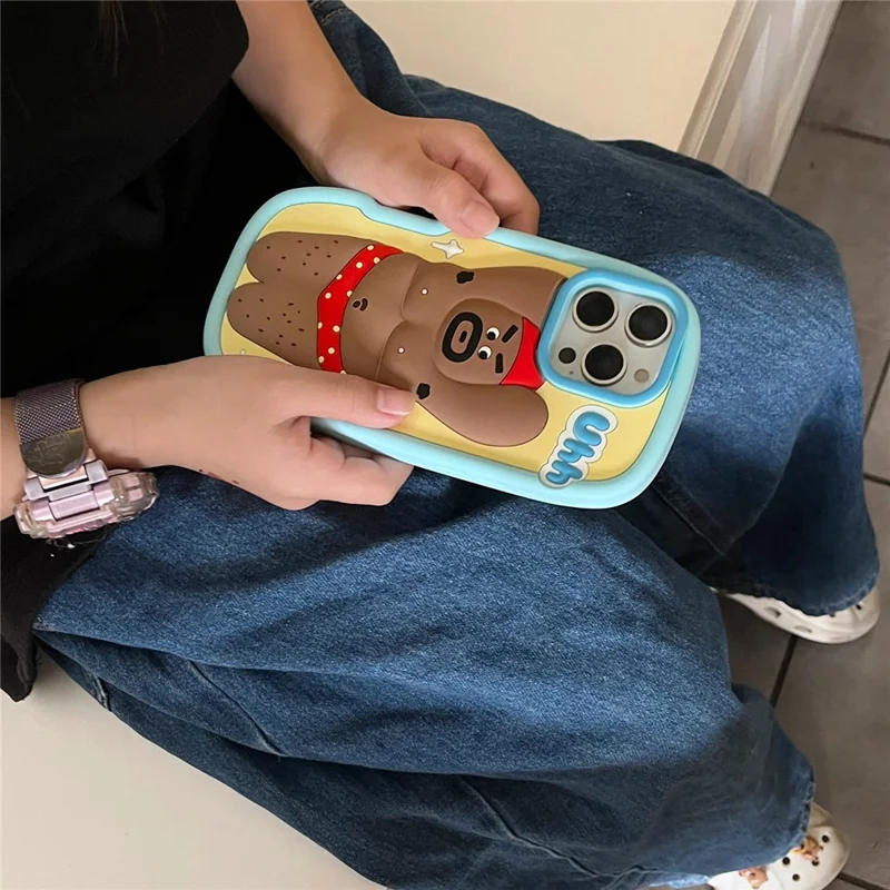 For iPhone 16 Pro Max Silicone Case Cute Hairy Leg Strongman Design Shockproof Phone Back Cover
