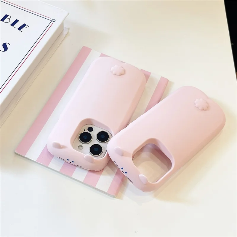 For iPhone 16 Pro Max Silicone Case Cute Sleeping Rabbit Design Shockproof Phone Back Cover