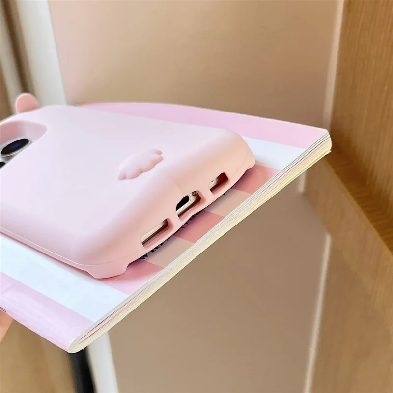 For iPhone 16 Pro Max Silicone Case Cute Sleeping Rabbit Design Shockproof Phone Back Cover