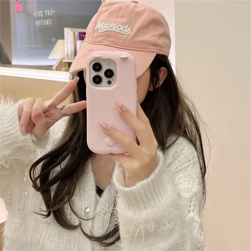 For iPhone 16 Pro Max Silicone Case Cute Sleeping Rabbit Design Shockproof Phone Back Cover