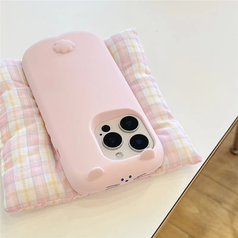 For iPhone 16 Pro Max Silicone Case Cute Sleeping Rabbit Design Shockproof Phone Back Cover