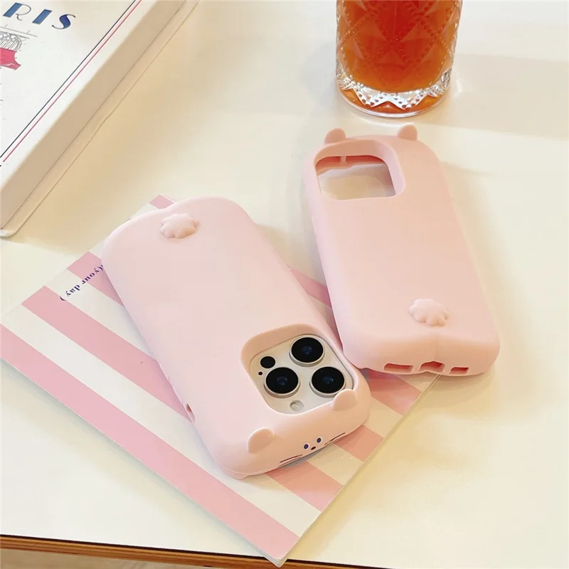 For iPhone 16 Pro Max Silicone Case Cute Sleeping Rabbit Design Shockproof Phone Back Cover