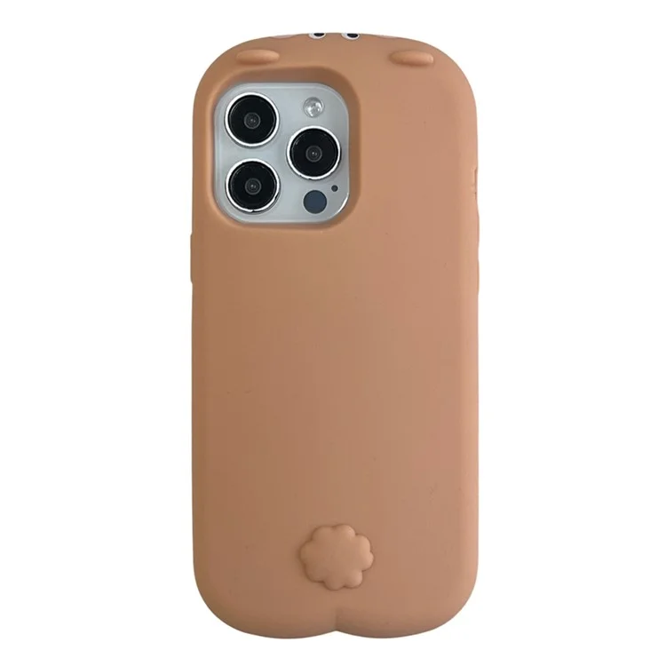 For iPhone 16 Pro Silicone Case Cute Sleeping Milk Tea Bear Design Shockproof Phone Back Cover