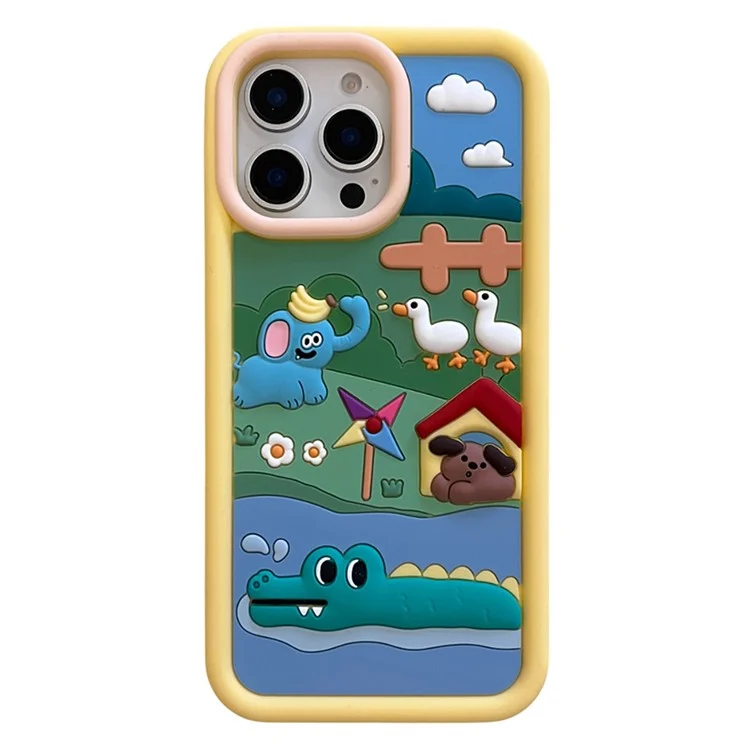 Cover per iPhone 16 Pro Max in Silicone con Design di Animali da Fattoria Carino - Custodia Antiurto per Smartphone