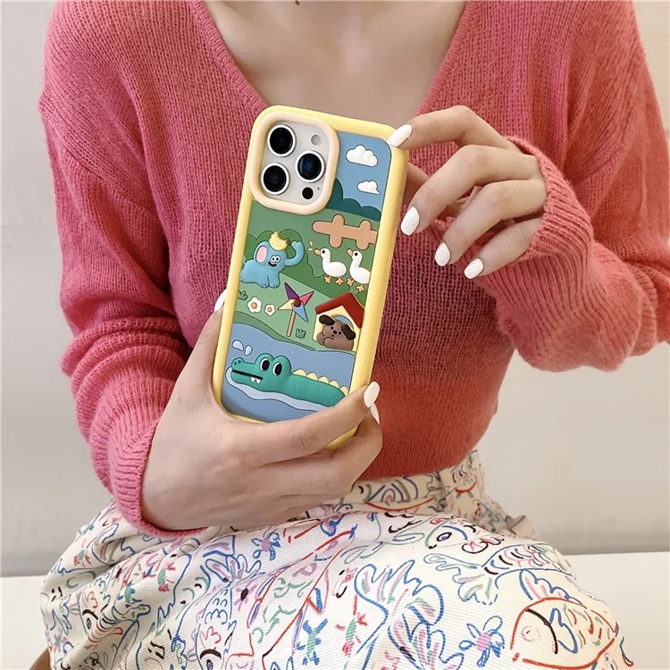 Cover per iPhone 16 Pro Max in Silicone con Design di Animali da Fattoria Carino - Custodia Antiurto per Smartphone