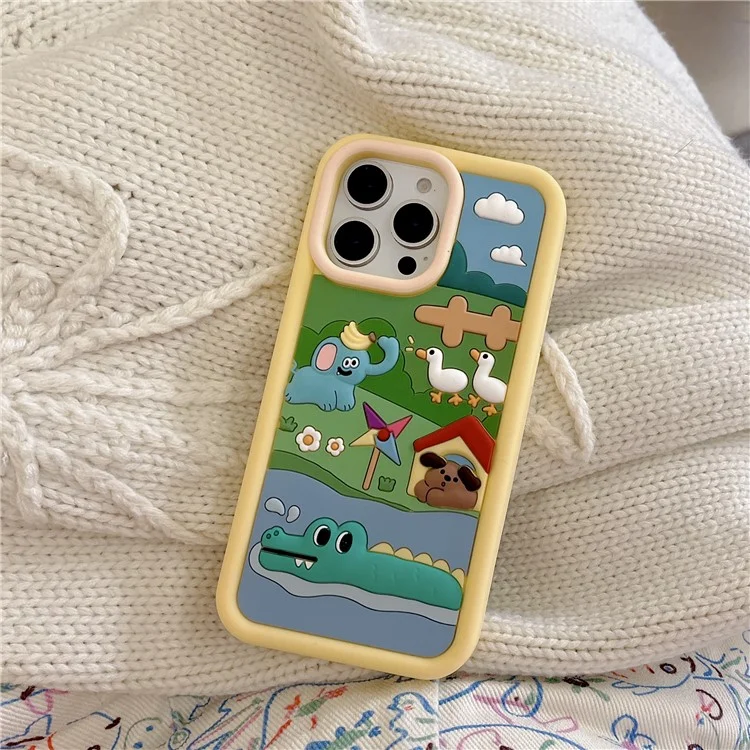 Cover per iPhone 16 Pro Max in Silicone con Design di Animali da Fattoria Carino - Custodia Antiurto per Smartphone