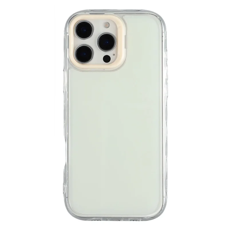For iPhone 16 Pro Max Case Inner Wave Pattern TPU + Acrylic Phone Cover - Beige