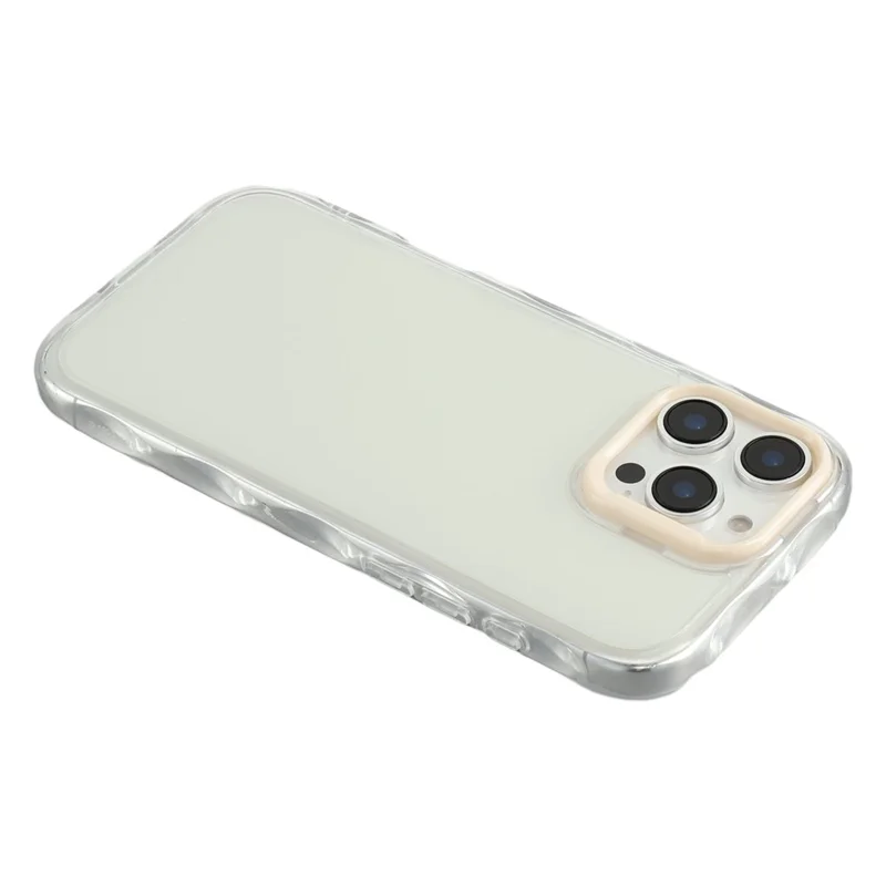 For iPhone 16 Pro Max Case Inner Wave Pattern TPU + Acrylic Phone Cover - Beige