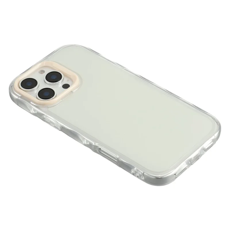 For iPhone 16 Pro Max Case Inner Wave Pattern TPU + Acrylic Phone Cover - Beige