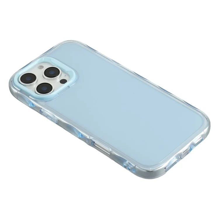 For iPhone 16 Pro Case Inner Wave Pattern TPU + Acrylic Phone Cover - Blue