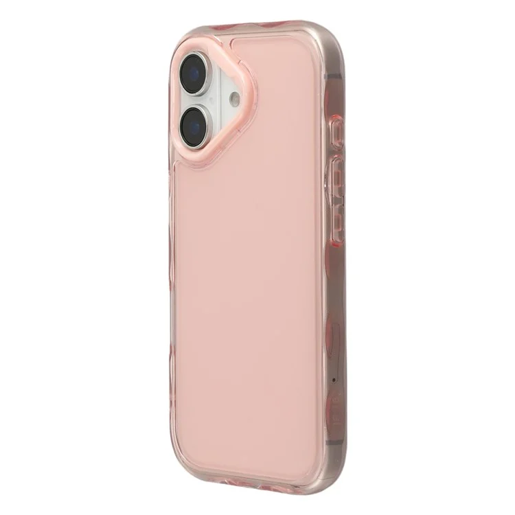 Étui pour iPhone 16 Plus Motif vague intérieur TPU + Coque de téléphone acrylique - Rose