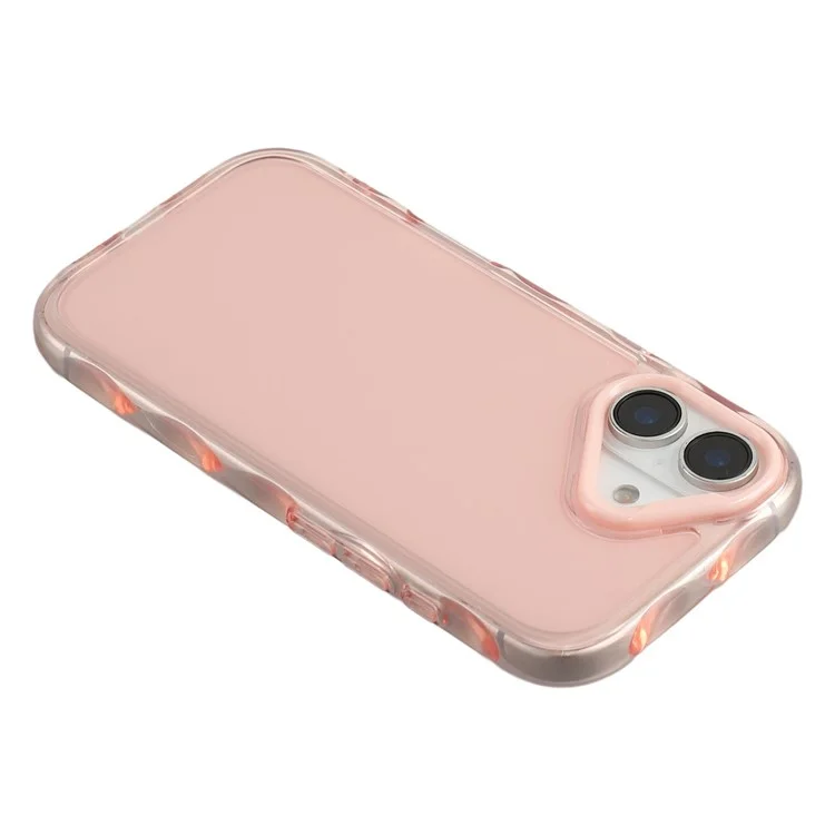 Étui pour iPhone 16 Plus Motif vague intérieur TPU + Coque de téléphone acrylique - Rose