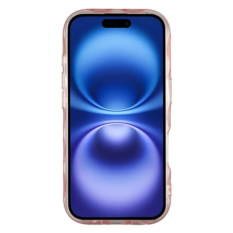 For iPhone 16 Case Inner Wave Pattern TPU + Acrylic Phone Cover - Pink