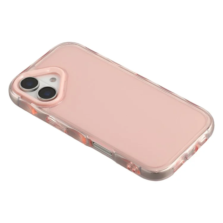 For iPhone 16 Case Inner Wave Pattern TPU + Acrylic Phone Cover - Pink