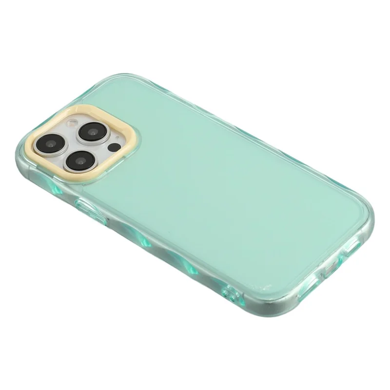 For iPhone 15 Pro Case Inner Wave Pattern TPU + Acrylic Phone Cover - Green