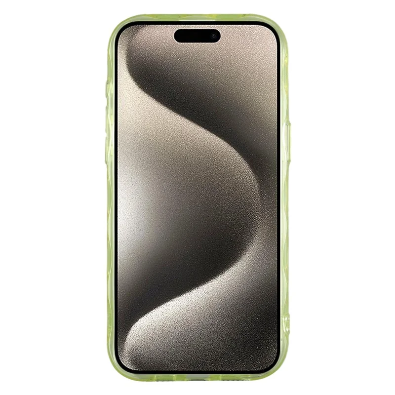 iPhone 15 Pro hoesje met binnenste golfpatroon TPU + acryl telefoonhoes - Geel