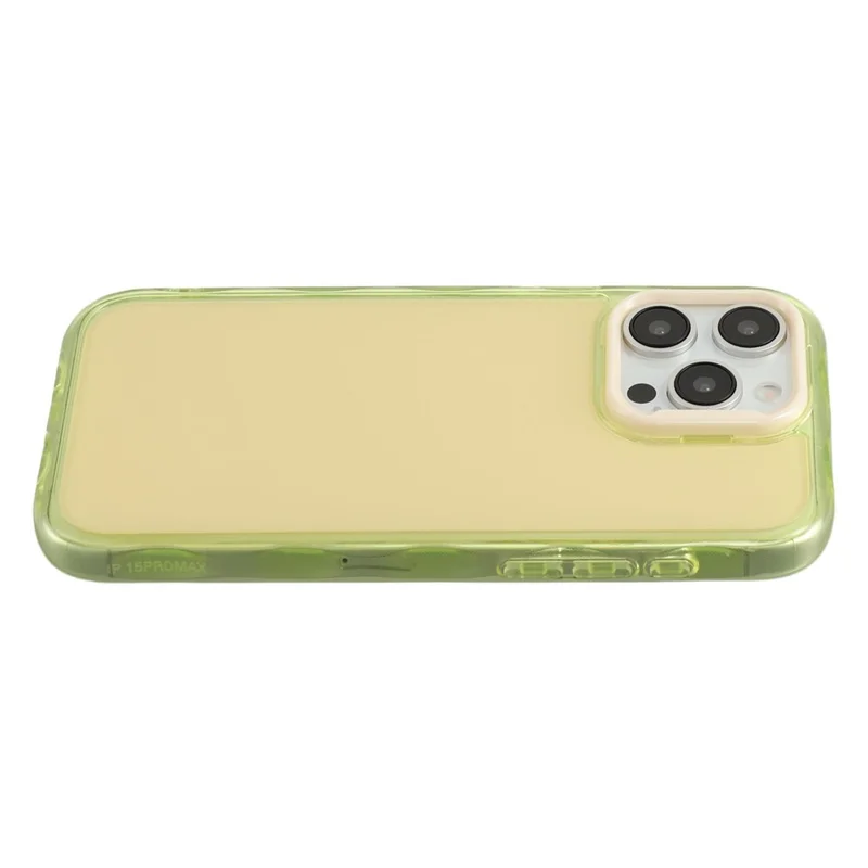 iPhone 15 Pro hoesje met binnenste golfpatroon TPU + acryl telefoonhoes - Geel