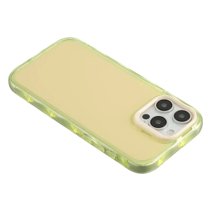 iPhone 15 Pro hoesje met binnenste golfpatroon TPU + acryl telefoonhoes - Geel