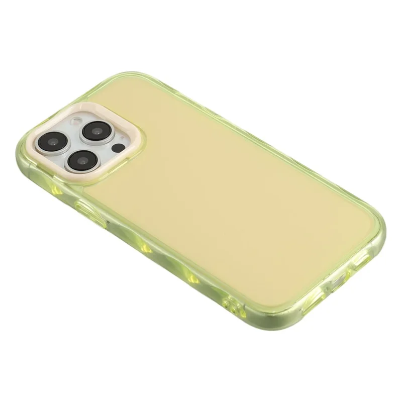 iPhone 15 Pro hoesje met binnenste golfpatroon TPU + acryl telefoonhoes - Geel