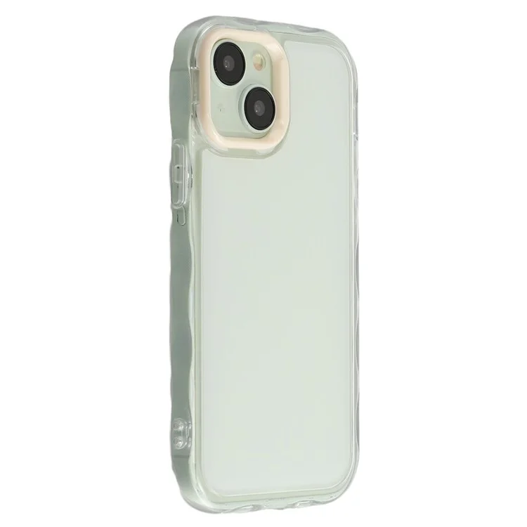 Capa para iPhone 15 com Padrão de Ondas Internas, Capa de Telefone TPU + Acrílico - Bege
