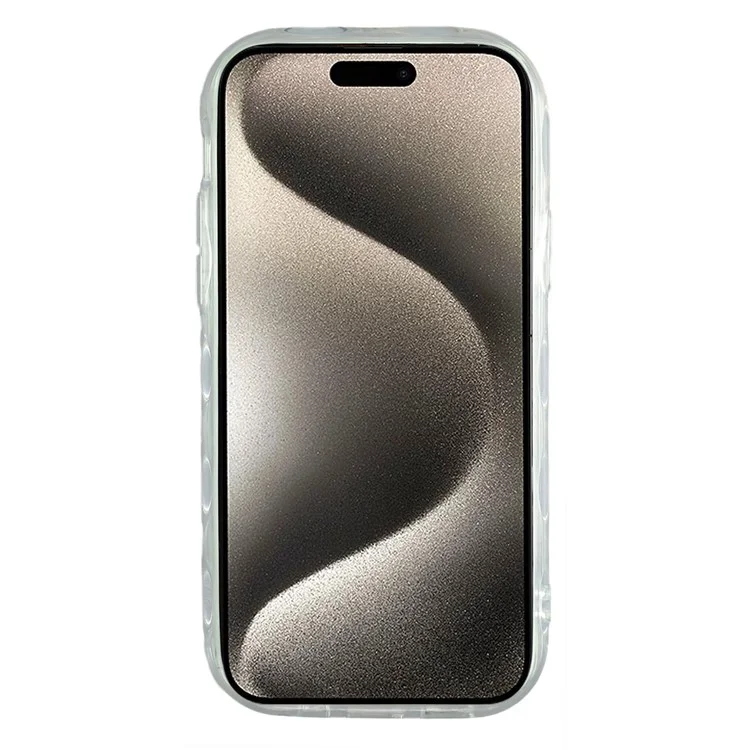 Capa para iPhone 15 com Padrão de Ondas Internas, Capa de Telefone TPU + Acrílico - Bege