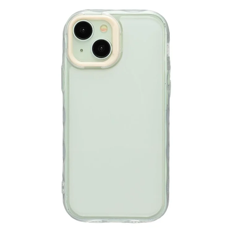Capa para iPhone 15 com Padrão de Ondas Internas, Capa de Telefone TPU + Acrílico - Bege